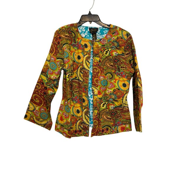 Julia Ku Womens Floral Paisley Jacket M Multicolor Cotton Lightweight India - Picture 1 of 6